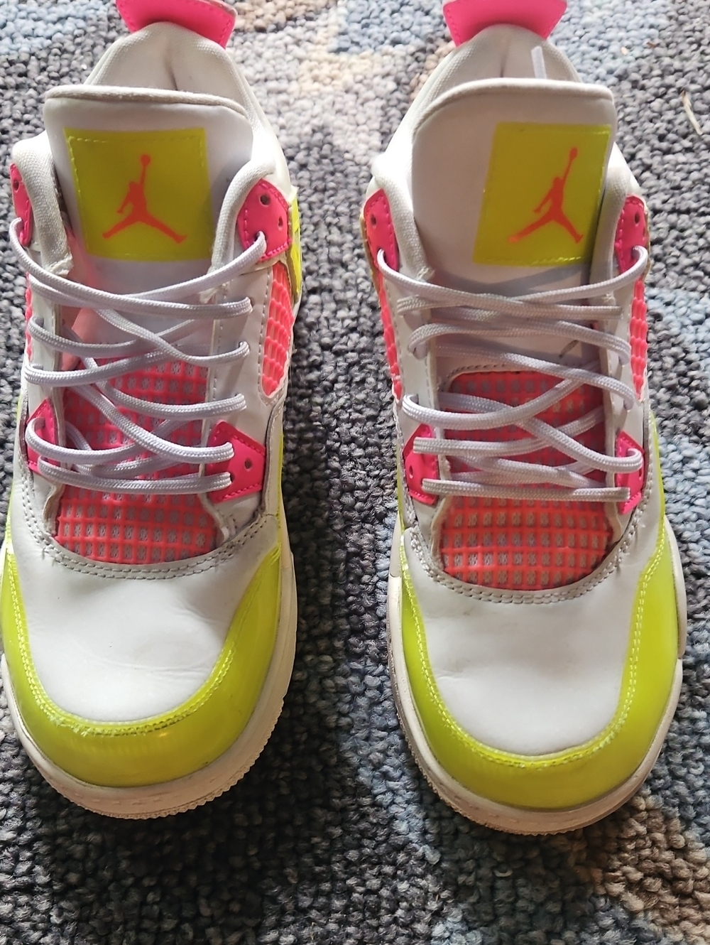 Air Jordan Kids' White, Neon Yellow & Hot Pink Athletic Shoes